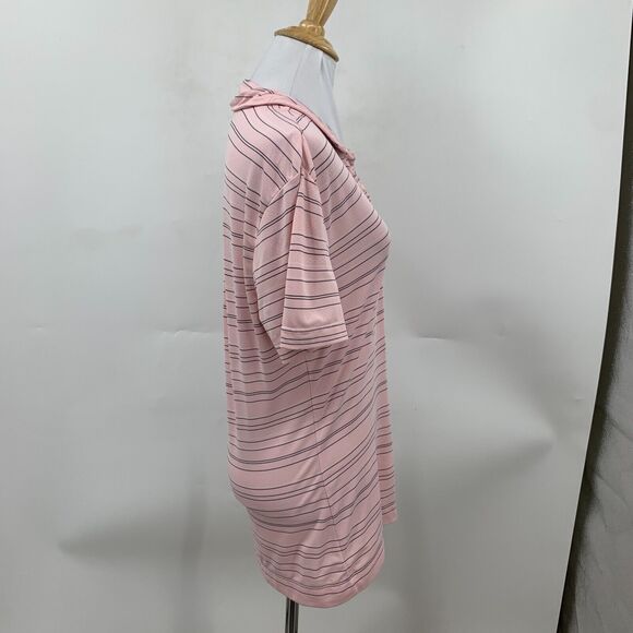 Nike Golf Polo Shirt Women S Small Pink Navy Stripe Short Sleeve Fit Dry 1/4 Zip - Picture 4 of 12